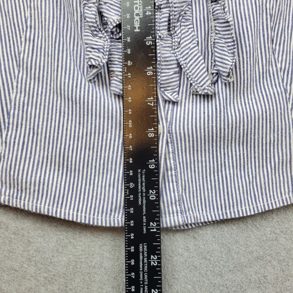 Vintage 90s Y2k Stripe Button Up Top Corpcore Office Siren Preppy Ruffle Size S - Picture 6 of 9